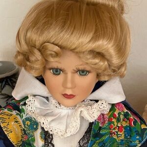 Vintage Le Bearn  Doll  Blue Dress with Lace Details Rare item. Hard to find.